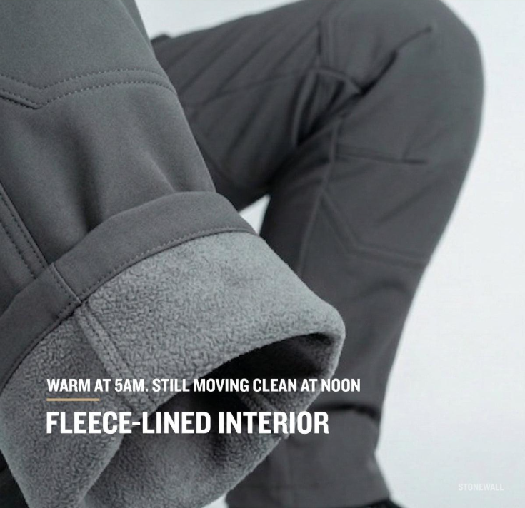 Plain Fleece-Insulated Thermal Pants - Waterproof Softshell, Below the Ankle, Heat Reflective, Zip Pockets