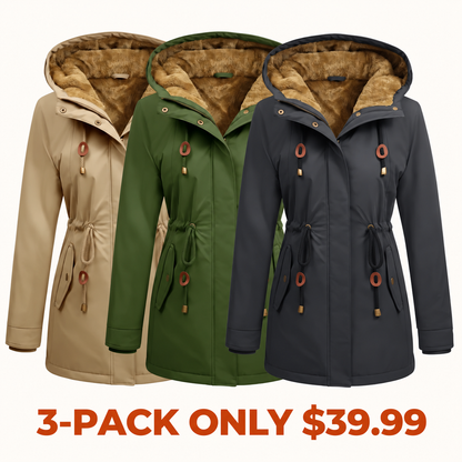 Women's Fleece Parka Jacket, Hooded, Long Warm